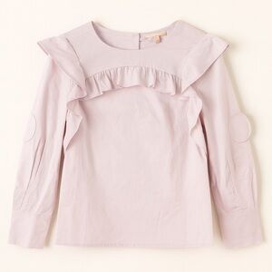 Rebecca Taylor pink ruffle 3/4 sleeve blouse